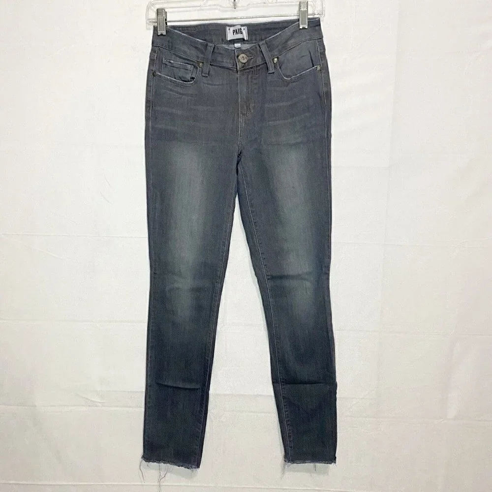 Paige Verdugo Ankle Gray Jeans Raw Cut Hem Skinny Sea Salt Women Size 27x27